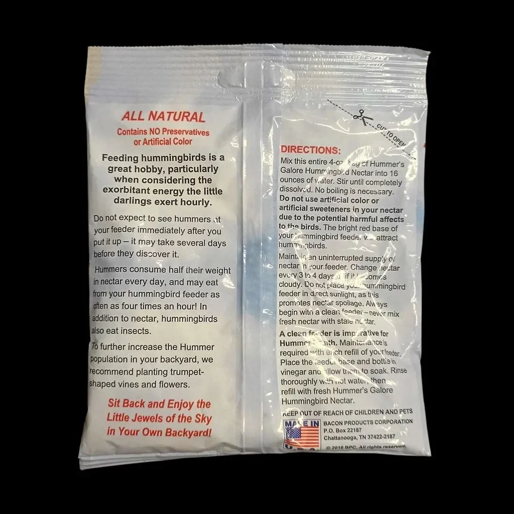 HAMMER'S GALORE HUMMINGBIRD NECTAR FOOD POWDER MIX FEEDER MAKES 16 OZ EACH BAG